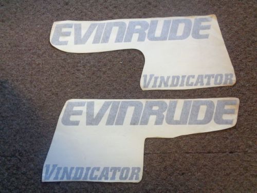 Evinrude vindicator decal pair ( 2 ) black 19 3/8&#034; x 2 3/4&#034; marine boat