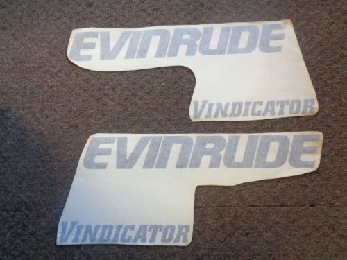 Evinrude vindicator decal pair ( 2 ) black 19 3/8" x 2 3/4" marine boat