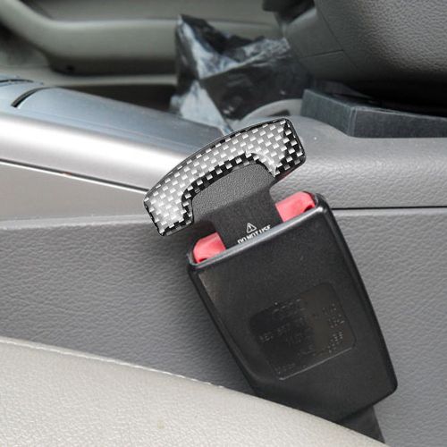 2x car carbon fiber safety seat belt buckle plug alarm insert stopper clip clamp
