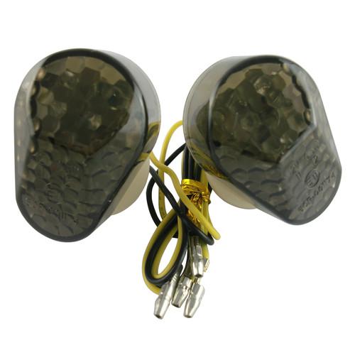 Flush mount smoke 15 led light turn signals for kawasaki  motorcycle black