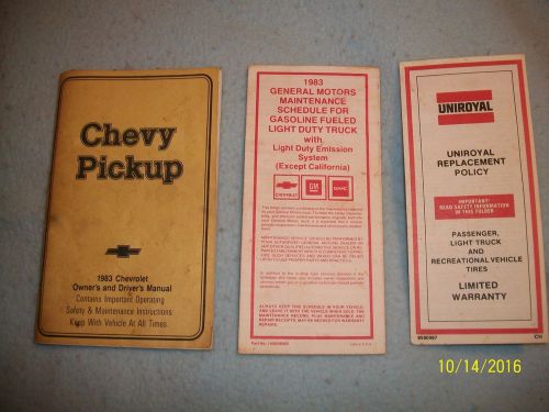 1983 chevrolet chevy pickup truck owners &amp; drivers manual minor stains oem ***