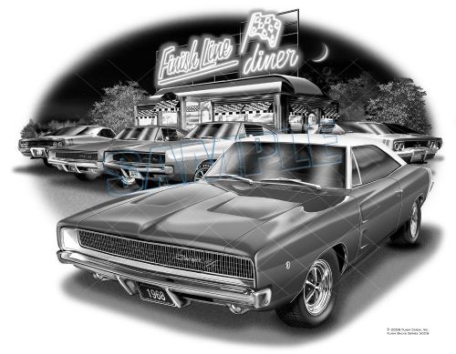 1968 mopar r/t charger muscle auto car art print #5009 &#034;free usa shipping&#034;