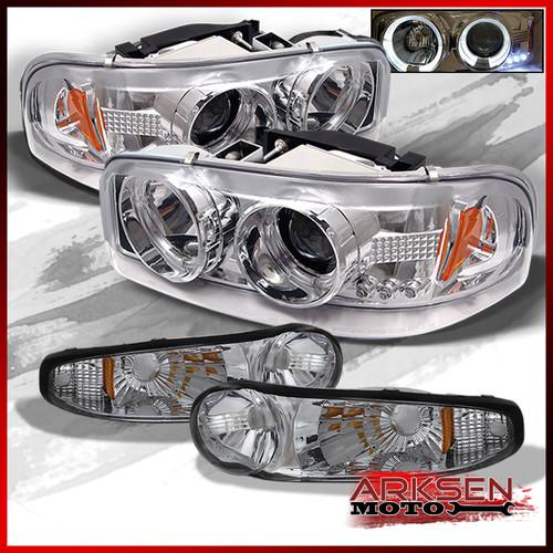 00-06 yukon denali sierra denali halo projector led headlights+bumper signal set