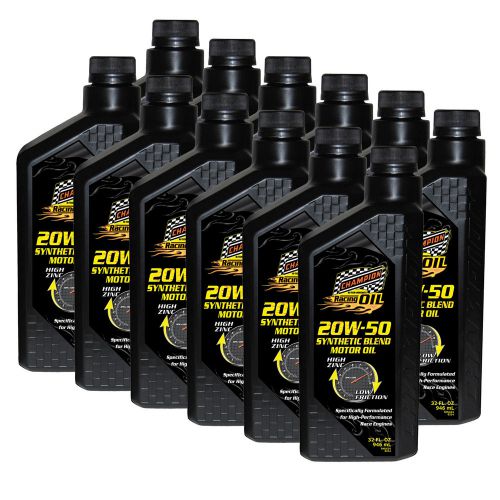 Champion racing performance motor oil 20w-50 synthetic blend motor oil 12 quarts