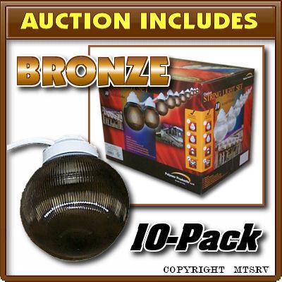Globe rv awning patio party lights - bronze -  set of 10 -z-
