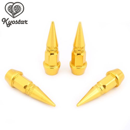 4xgold 45mm spiked aluminum tire stem air dust cover for car/truck/bike/wheel