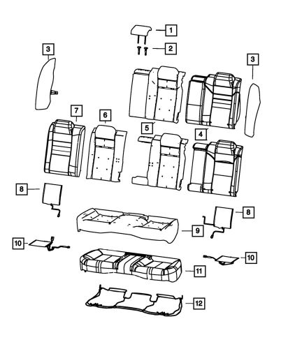 Genuine mopar seat bolster left 5pt431x9aa