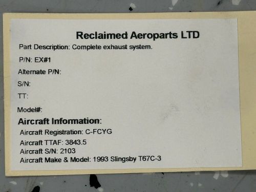 Slingsby complete exhaust system p/n: ex#1