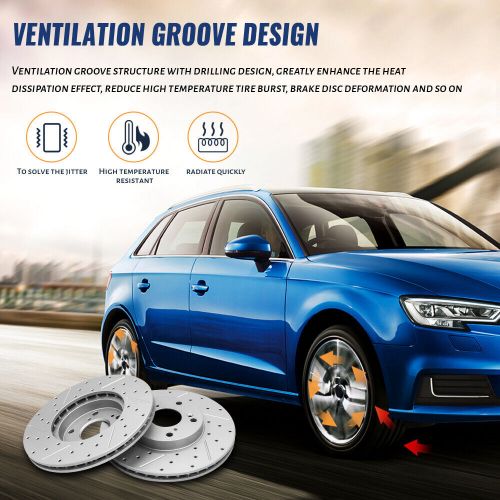 Front Rear Drilled Rotors Ceramic Brake Disc Pads for 2009 - 2022 Nissan Maxima, US $165.87, image 5