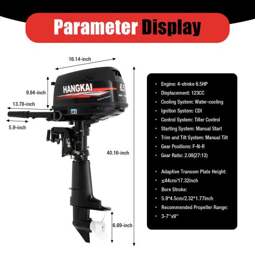 6.5 HP 4 Stroke Outboard Motor Marine Boat Engine Water Cooling Tiller Control, US $743.12, image 2
