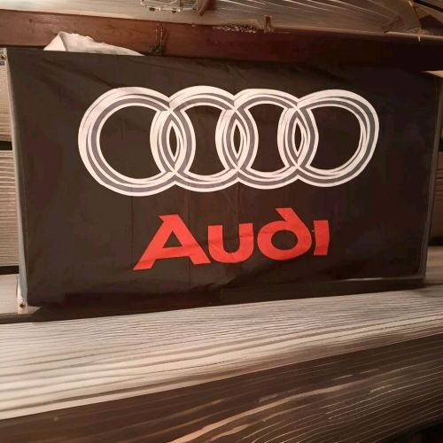 VINTAGE AUDI AUTO CAR HUGE RACING FLAGS LARGE DEALER GARAGE DISPLAY RED BLACK S, US $33.00, image 2