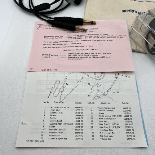 David Clark Aviation Headset Model H10-80 Dual Plug M-4 Mic and C10-15 PTT WORKS, US $159.99, image 2