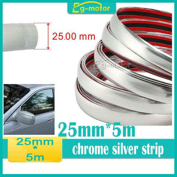 Buy 25MM x 5M Universal Car SIDE Trim Molding Interior CHROME Silver