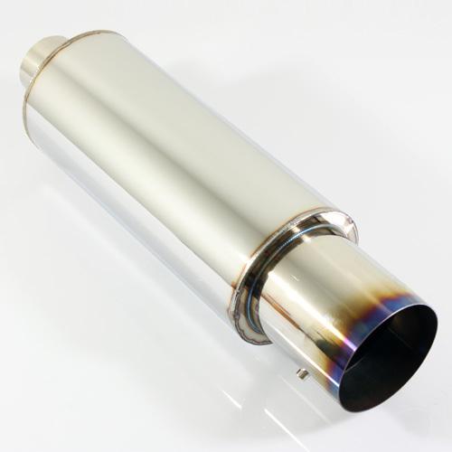 Universal 2.5" inlet/4" outlet n1 muffler exhaust/titanium burnt straight tip