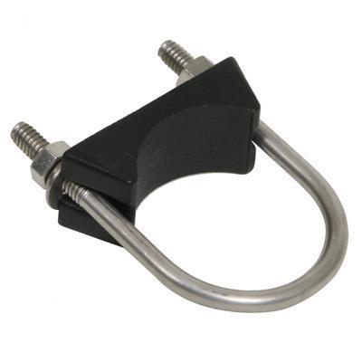 Dxe saddle clamp 1 3/4"u-bolt 1/4-20" thread stainless/aluminum natural/black ea