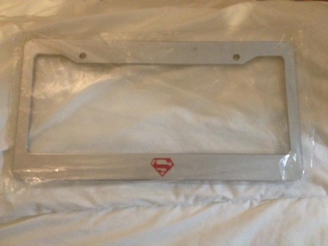 Superman superhero red- chrome license plate frame - hellaflush racing jdm qty 2