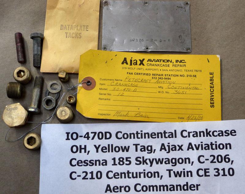 IO-470 Crankcase OH Yellow Tag Ajax Overhaul Cessna 185 Skywagon 310 Commander, US $1,450.00, image 7