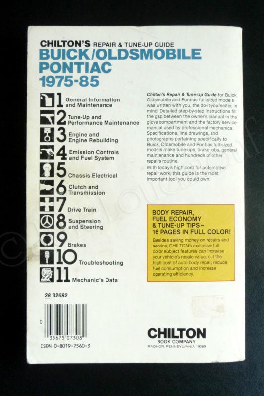 CHILTON'S 1975-85 REPAIR & TUNE-UP GUIDE Buick Oldsmobile Pontiac 1985 Manual, US $11.99, image 2