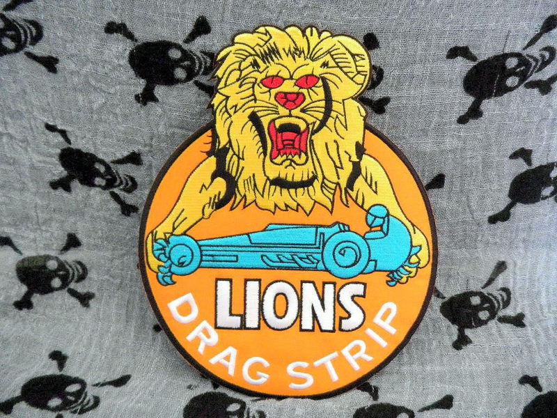 Big lions long beach ca drag strip race patch jacket bag hot rat rod applique