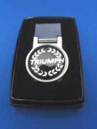 Triumph spitfire tr3 tr4 tr5 tr6 tr7 wreath bright chrome money clip in box #212