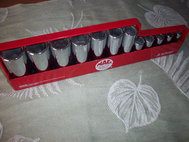 Mac tools 3/8" drive 6 point chrome deep sae socket set from 1/4" to 15/16" 