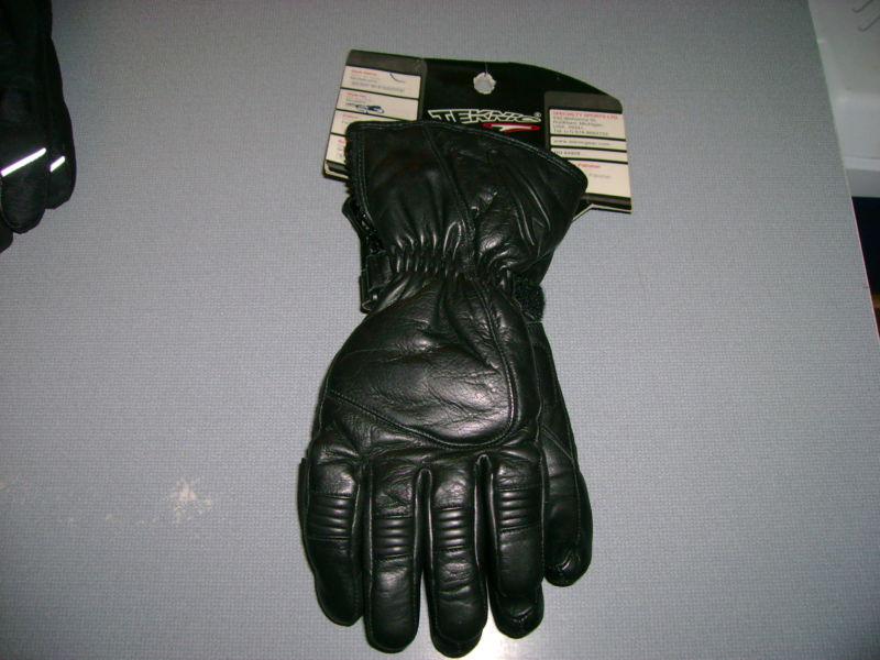Teknic waterproof reno gloves black leather womens small