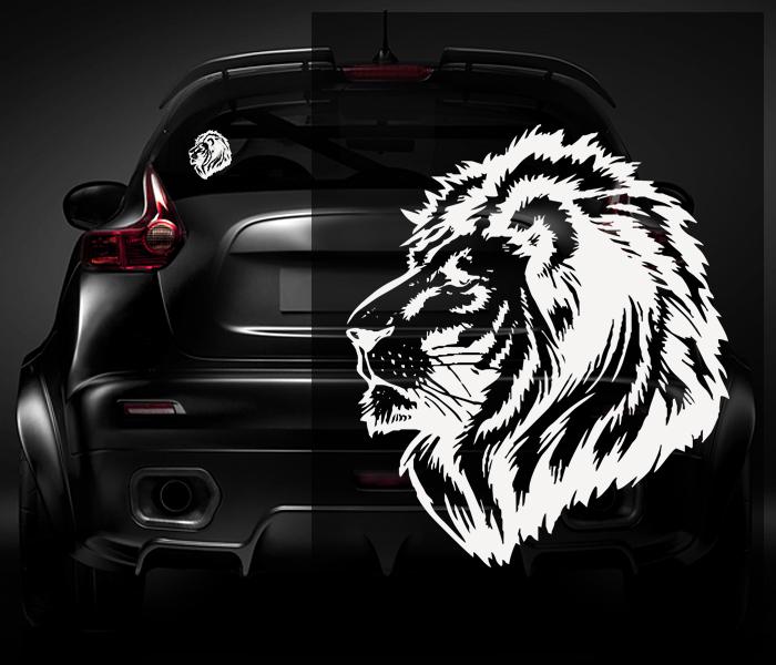 Lion decal white 5"x4.3" african cat vinyl car window sticker l1 zu1