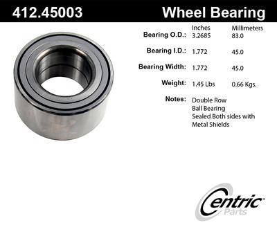 Centric 412.45003e axle shaft bearing-standard axle shaft bearing