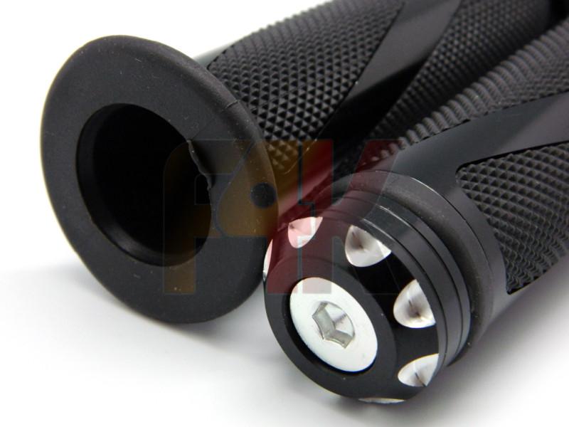 BLACK MOTORCYCLE ALUMINUM RUBBER HAND GRIPS FOR 7/8