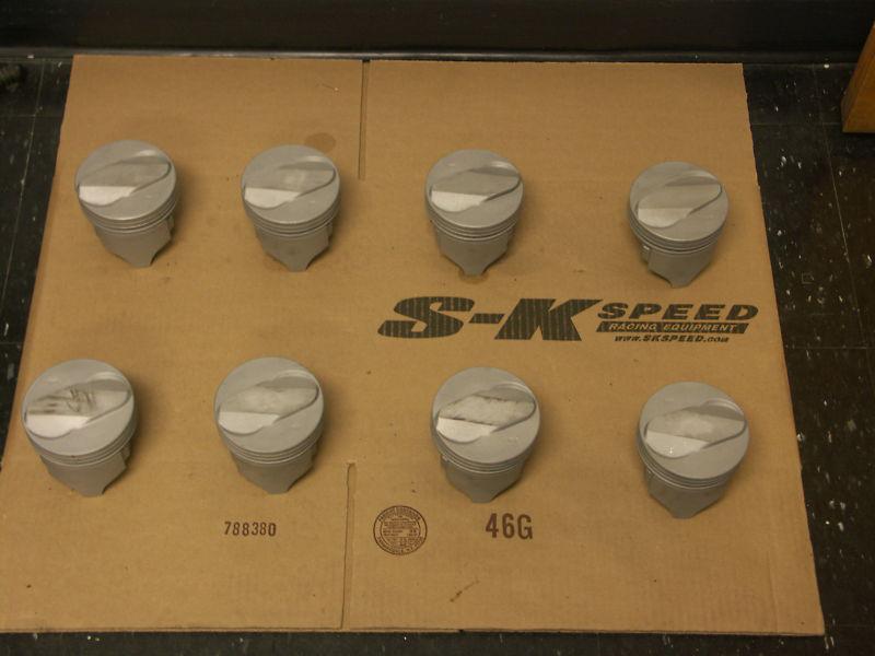 Used (8) cast big block chevy 396/402 pistons 4.125" bore - 1.76" comp height