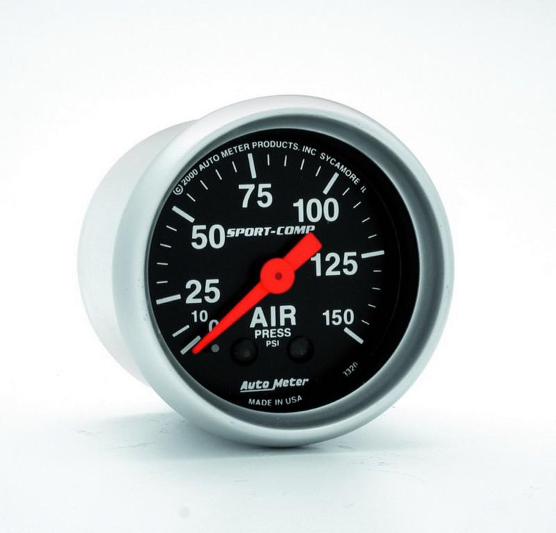 Air pressure auto meter 3320 sport-comp 0-150 psi analog 2 1/16" gauges -