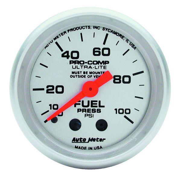 Auto meter 4312 ultra lite 2 1/16" mechanical fuel pressure gauge 0-100 psi