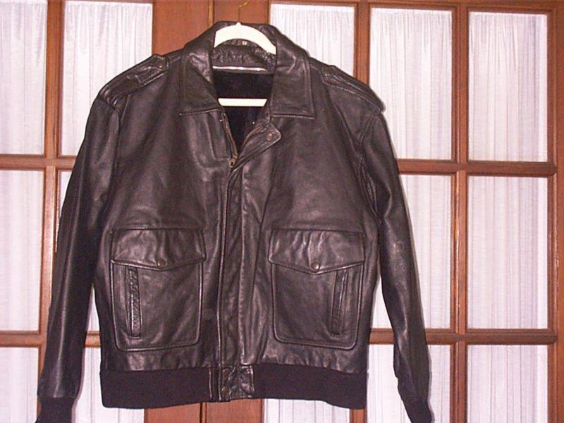 Real mans black bomber style motorcycle biker jacket  size 52 with zip out liner