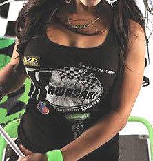 New womens genuine kawasaki race vintage black cotton tank top xlarge xl