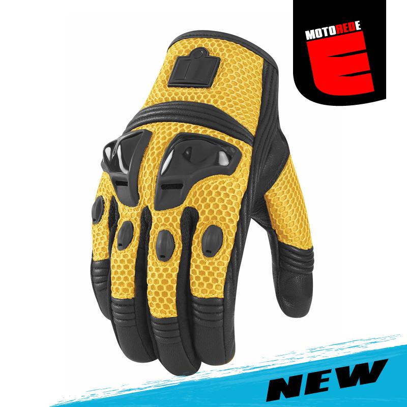 Icon justice mesh motorcycle riding glove yellow black xlarge xl