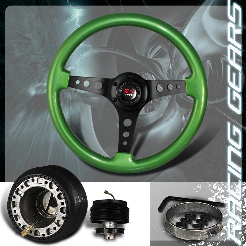 Acura honda 345mm 6 hole green wood grain style deep dish steering wheel + hub