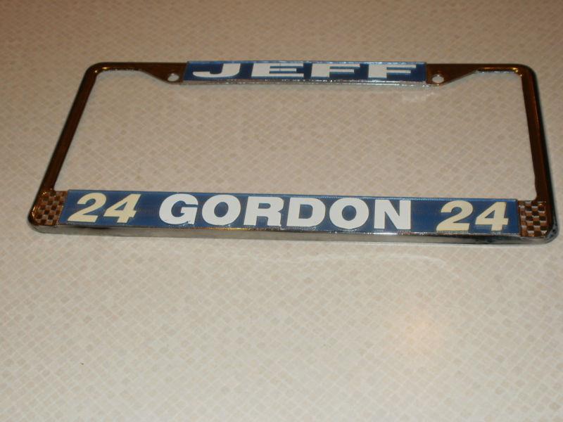 Vintage metal license plate frame tag jeff gordon 24 embossed holder racing