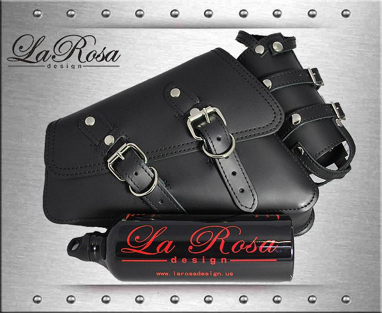 Larosa sportster xl nighster 883 black leather left saddlebag + 30oz fuel bottle
