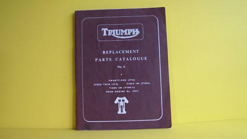  1962 triumph replacement parts catalog no. 4 - oem !!!