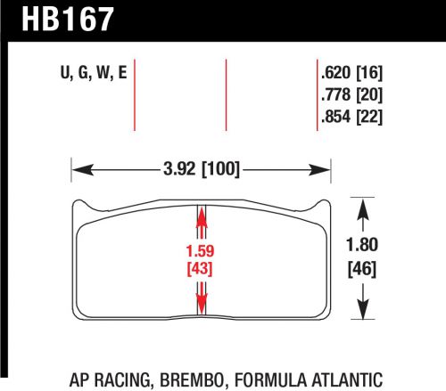 Hawk hb167u.778 dtc-70 brake pad ap racing brembo formula atlantic .778 thick