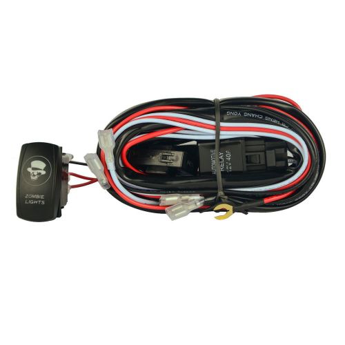 Universal wiring harness blue hat top zombie light rocker switch on-off relay