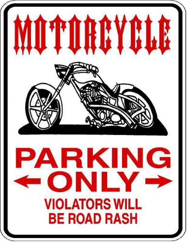 "motorcycle parking only" metal sign- 9"x12" - free shipping (b)