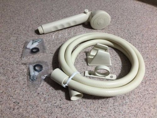 New tan rv camper marine home 60" shower hose and head kit on/ off hand held