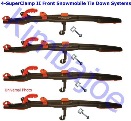 Four super clamp ii front snowmobile trailer tie down systems