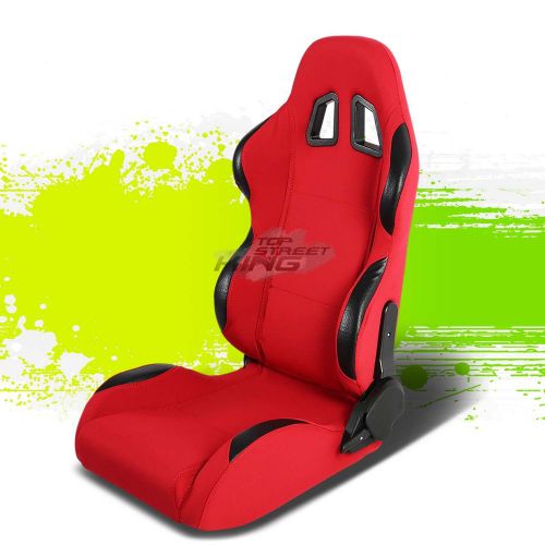 Red cloth+carbon look trim jdm sports racing seats+adjustable sliders right side
