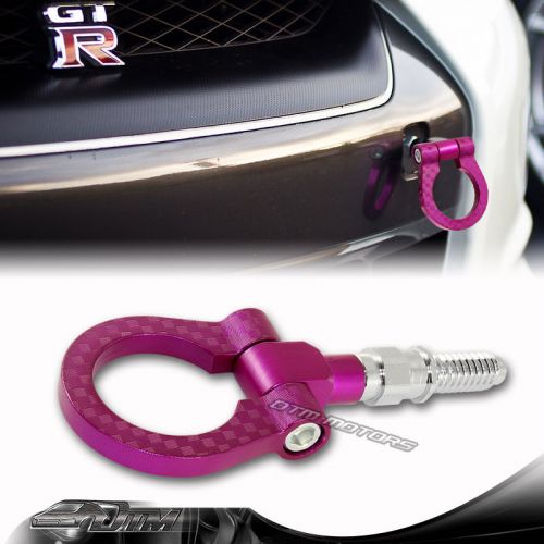 2&#034; cnc billet aluminum purple front/rear european car folding tow ring hook kit