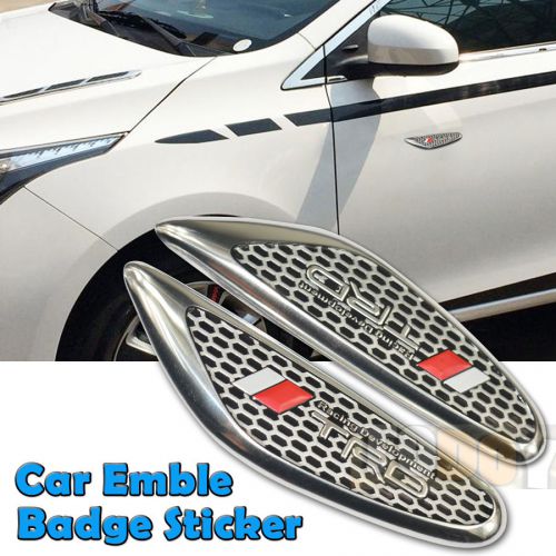 Pair trd sticker logo aluminum chrome car side front emblem badge decal