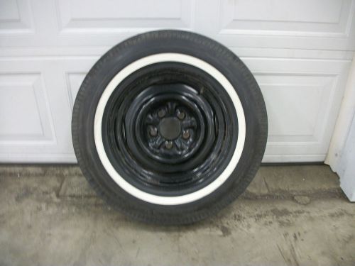 1964-66 firestone 7.75-15 deluxe champion white stripe tire w/rim orig.