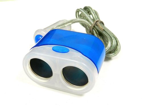 12v 2 switch dual socket car phone cigarette lighter charger led adapter blue