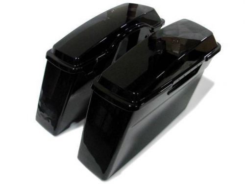 Black harley saddle bags hard saddlebags hd touring road king glide softail dyna